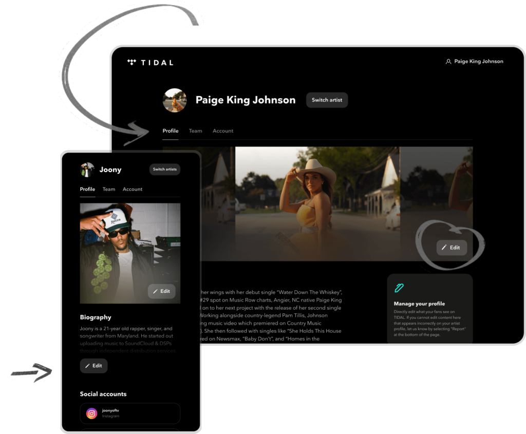 TIDAL's Artist Home