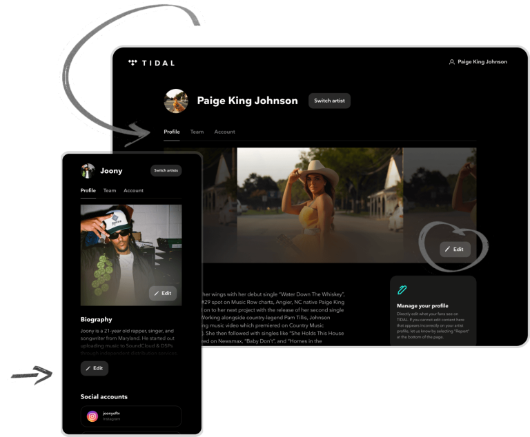 TIDAL's Artist Home